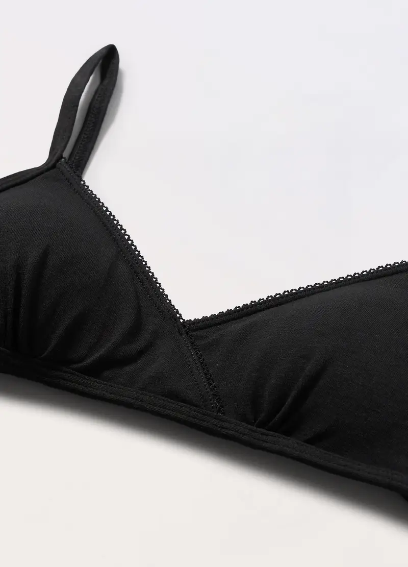 Reggiseno A Triangolo In Cotone Stretch Ragazza, Bambina, Nero miniatura 2