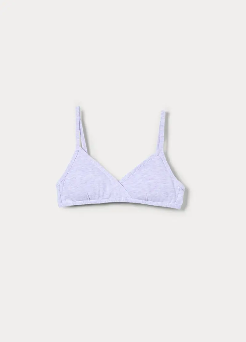Reggiseno A Triangolo In Jersey Di Cotone Stretch, Bambina, Viola chiaro