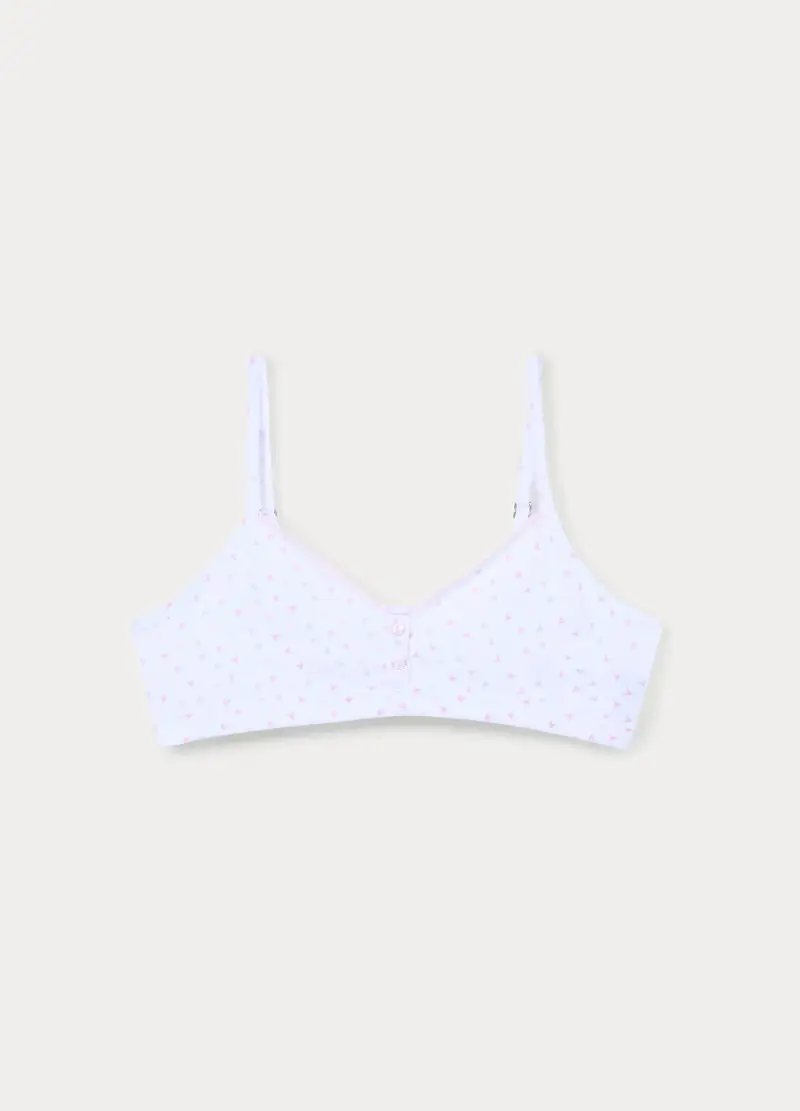 Reggiseno A Triangolo In Jersey Di Cotone Stretch Ragazza, Bambina, Bianco