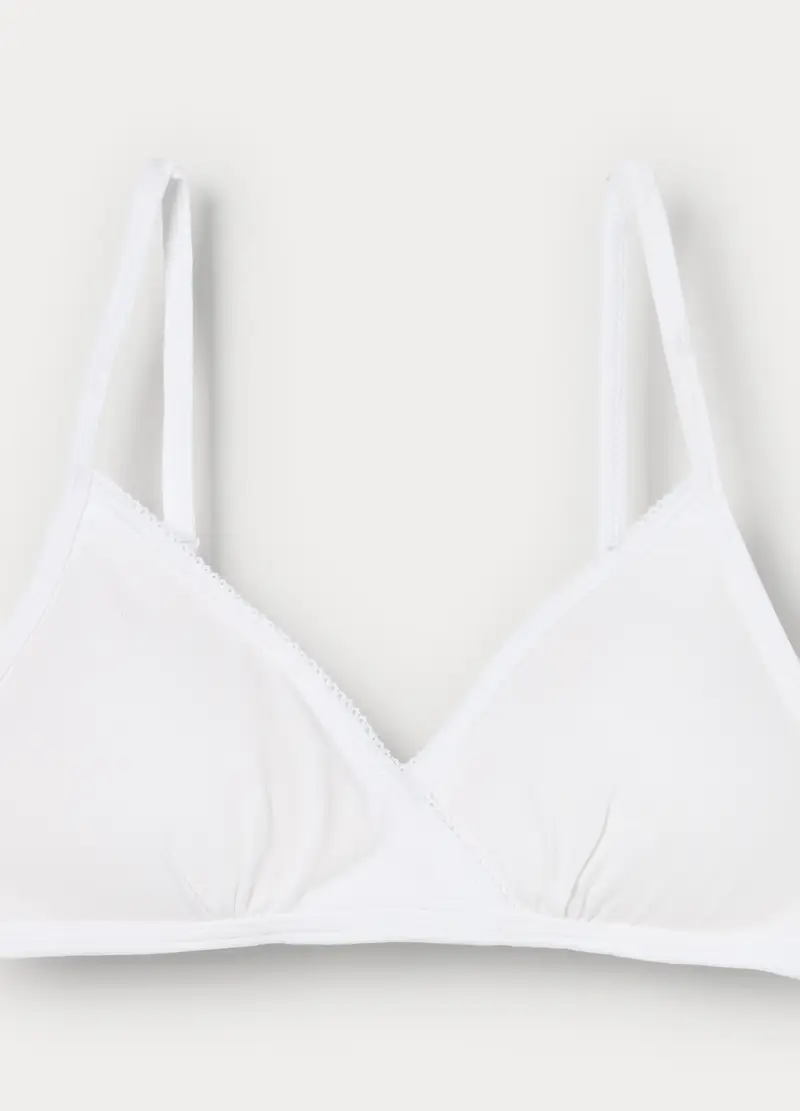 Reggiseno A Triangolo In Jersey Di Cotone Stretch Ragazza, Bambina, Bianco gesso miniatura 3