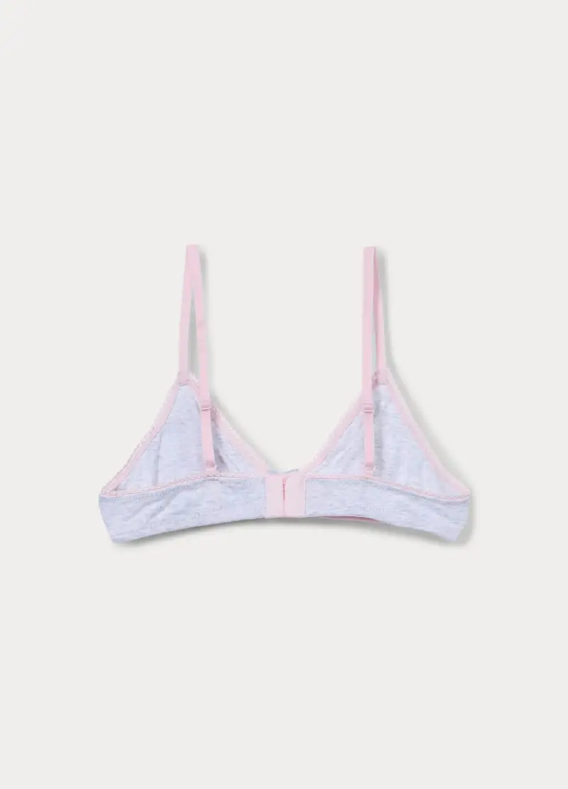 Reggiseno A Triangolo In Jersey Di Cotone Stretch Ragazza, Bambina, Grigio chiaro melange miniatura 2