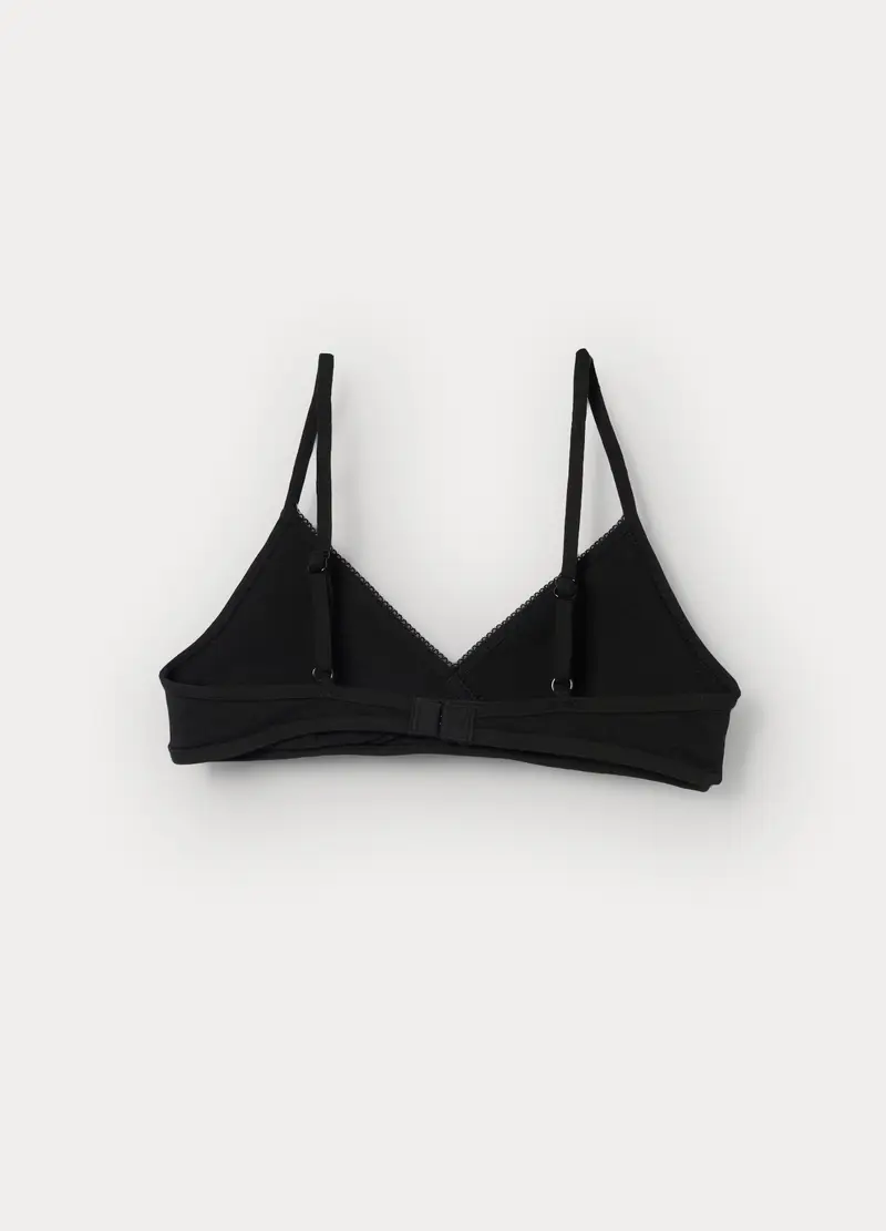 Reggiseno A Triangolo In Jersey Di Cotone Stretch Ragazza, Bambina, Nero miniatura 2
