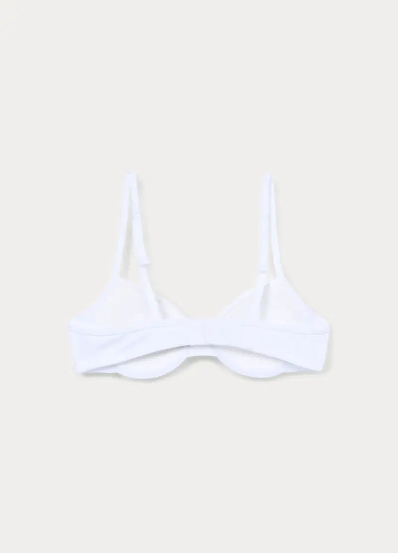 Reggiseno Imbottito In Cotone Stretch Con Pizzo Ragazza, Bambina, Bianco gesso miniatura 2