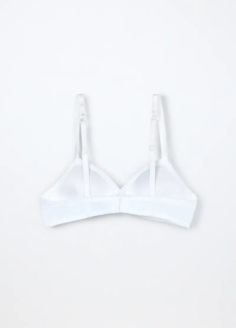 Reggiseno Imbottito In Jersey Di Cotone Stretch Ragazza, Bambina, Bianco gesso miniatura 2