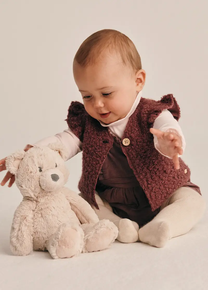 Romper Marrone In Cotone Per Neonata, Marrone cognac