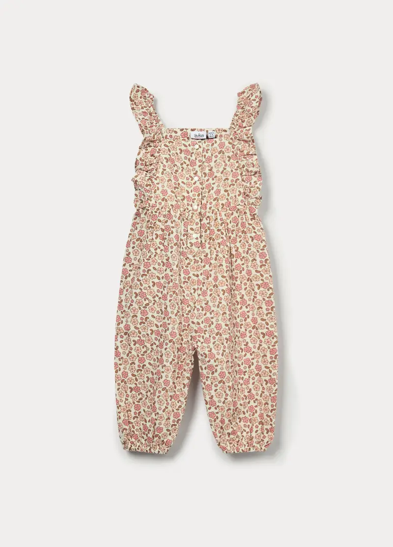 Salopette In Puro Cotone Bimba, Bambina, Bianco