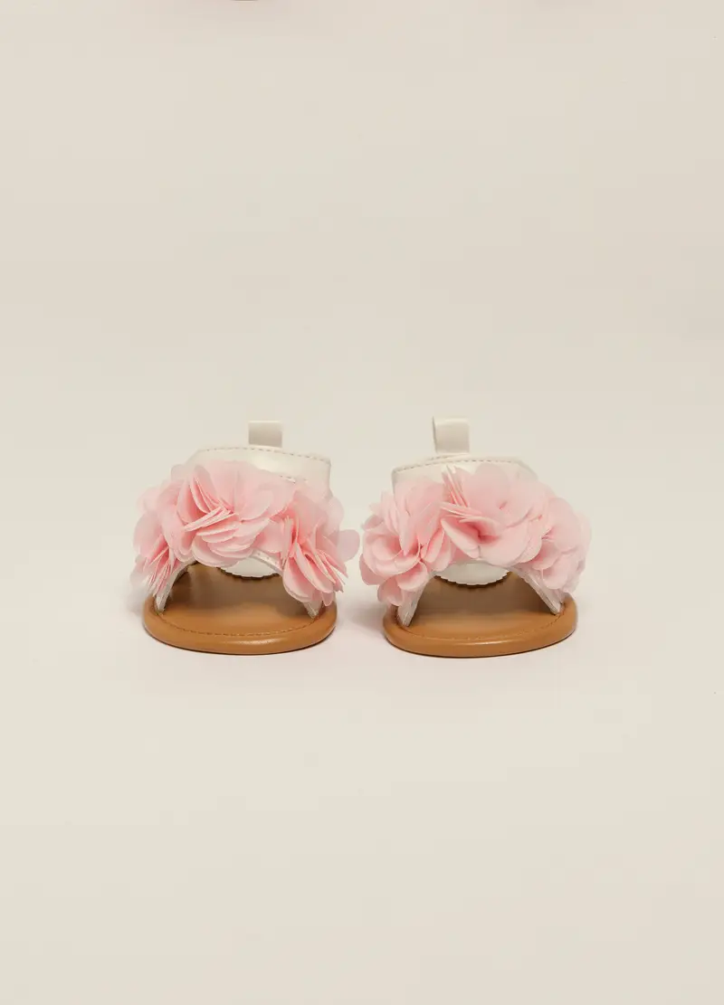 Sandali Con Fiori Iana Neonata, Bianco/Rosa