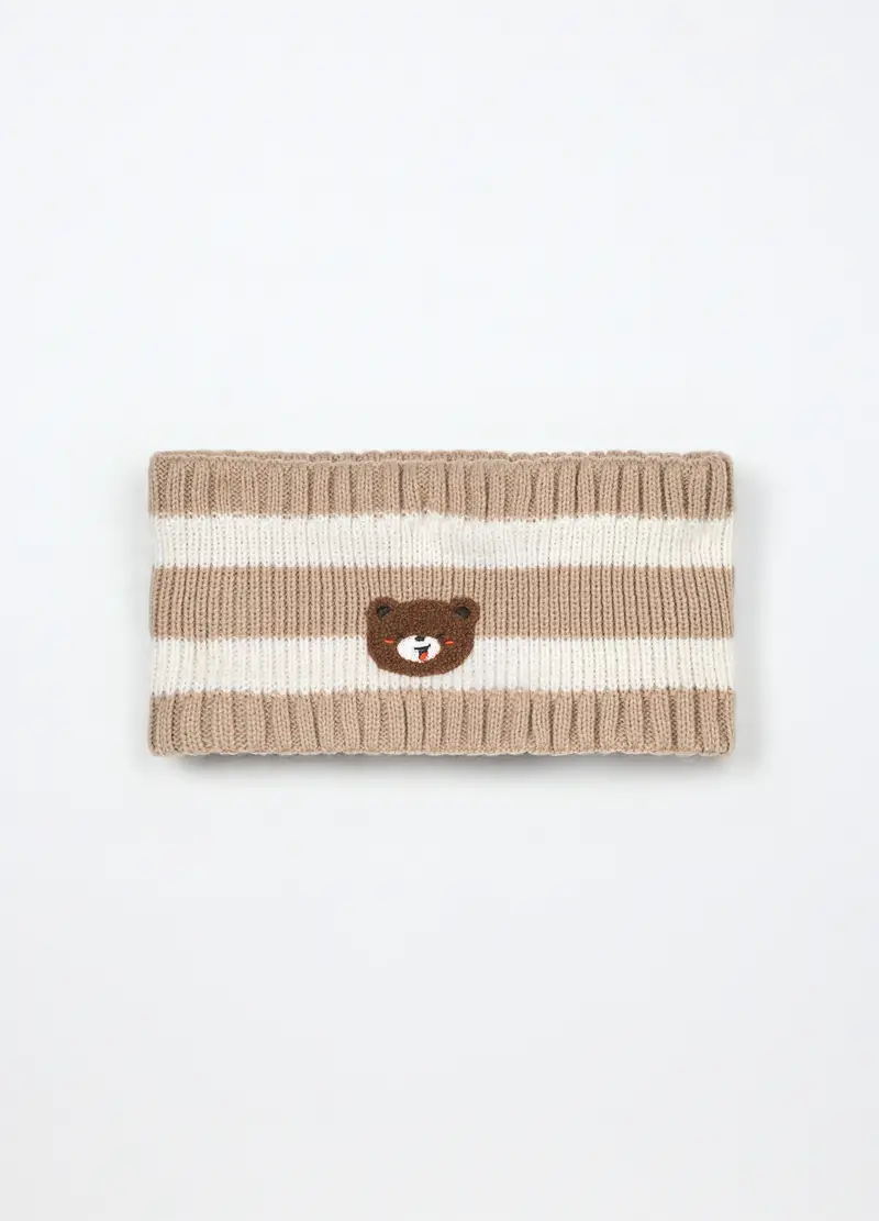 Scaldacollo Tricot A Righe Neonato, Beige chiaro, .U