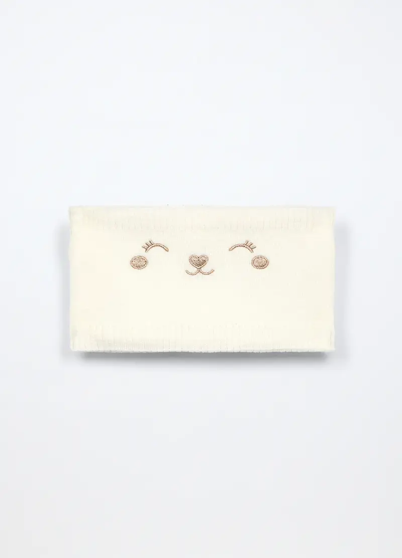 Blukids, Scaldacollo Tricot Con Ricami Neonata, Bianco gesso, Taglia: T.U.