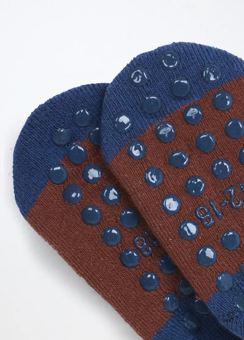 Scarpine Antiscivolo In Spugna Misto Cotone Neonato, Blu stampa 1 miniatura 3