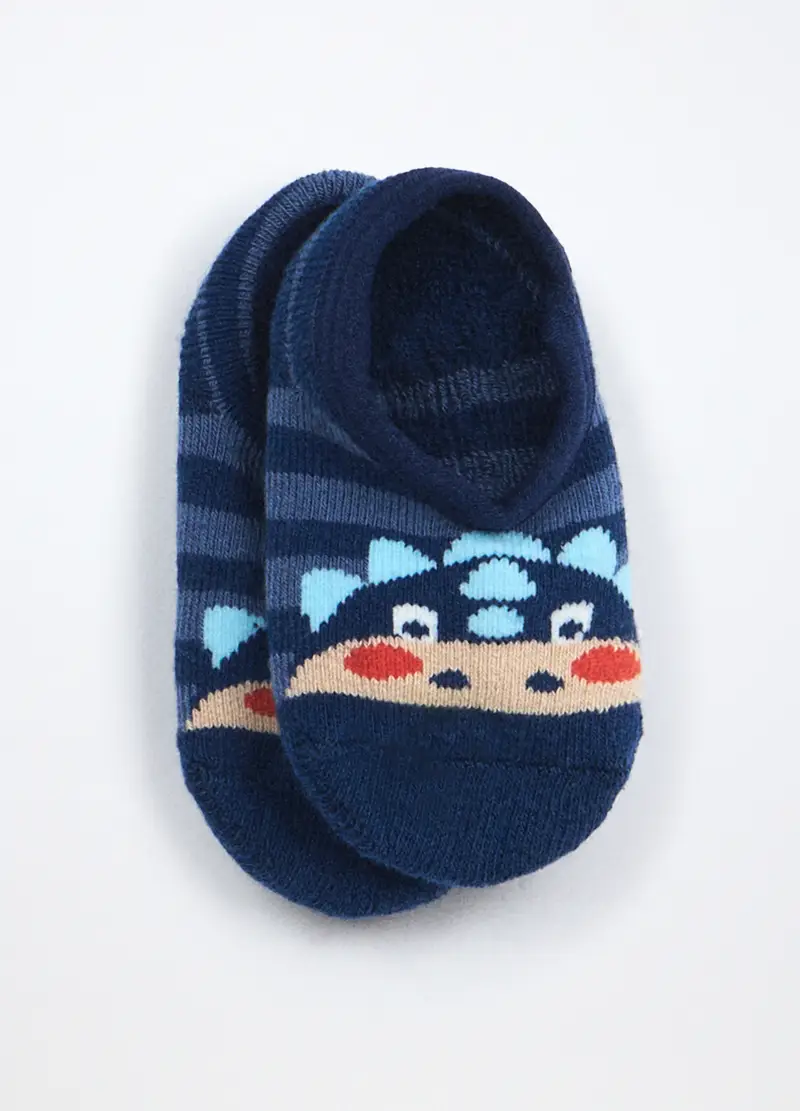 Scarpine Antiscivolo In Spugna Misto Cotone Neonato, Neonata, Blu stampa 2