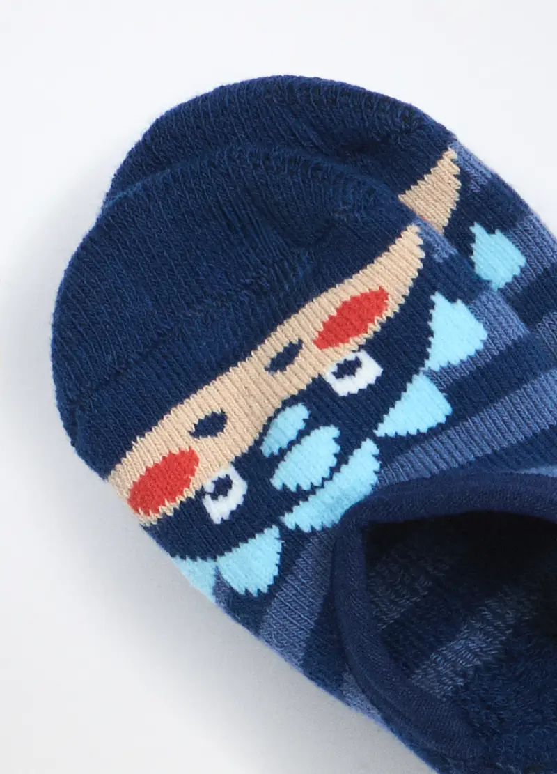 Scarpine Antiscivolo In Spugna Misto Cotone Neonato, Neonata, Blu stampa 2 miniatura 3