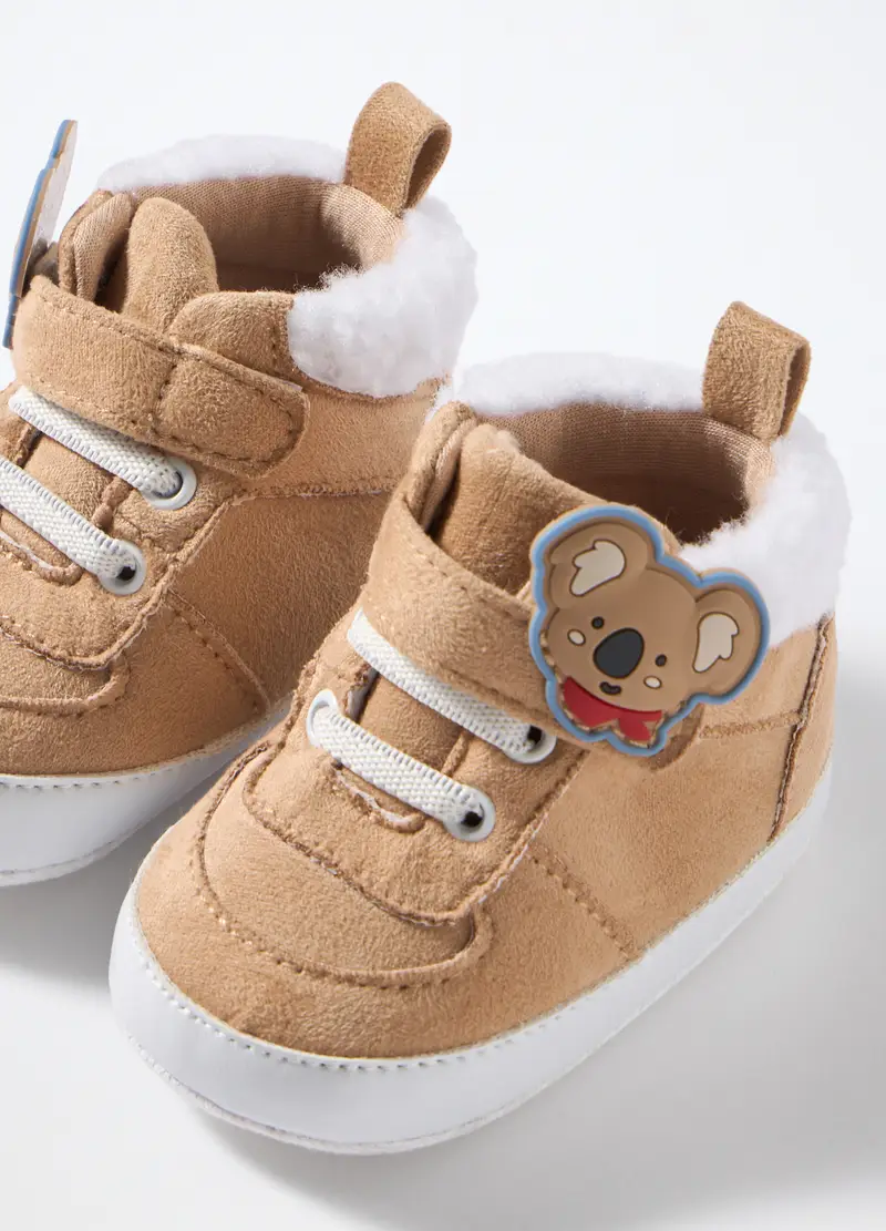 Scarpine Effetto Scamosciato Neonato, Marrone chiaro miniatura 2