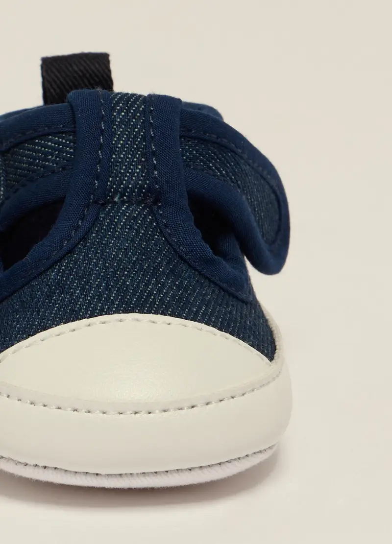 Scarpine In Chambray Iana Neonato, Blu denim miniatura 2