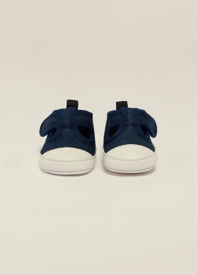 Scarpine In Chambray Iana Neonato, Blu denim