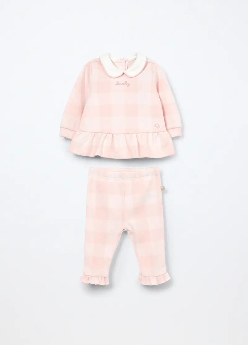 Set A Quadri Misto Cotone Neonata, Rosa chiaro