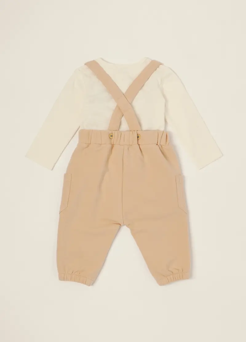 Set Beige In Cotone Organico, Neonato, Beige/Marrone miniatura 2