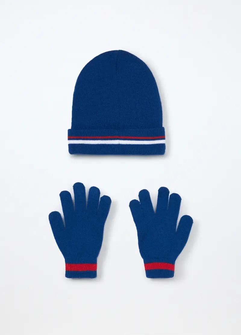 Set Berretto + Guanti Tricot, Bambino, Blu elettrico miniatura 2