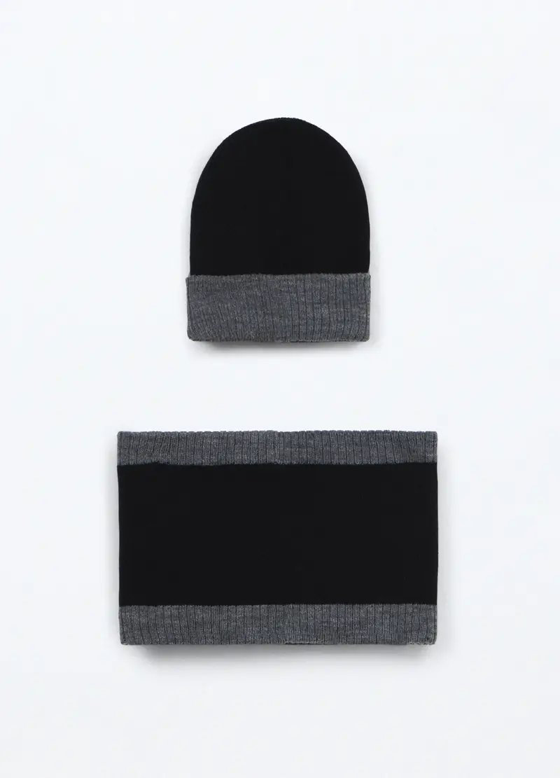 Set Berretto + Scaldacollo Tricot, Bambino, Grigio scuro miniatura 2