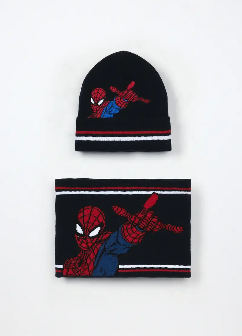 Set Berretto + Scaldacollo Tricot, Bambino, Nero