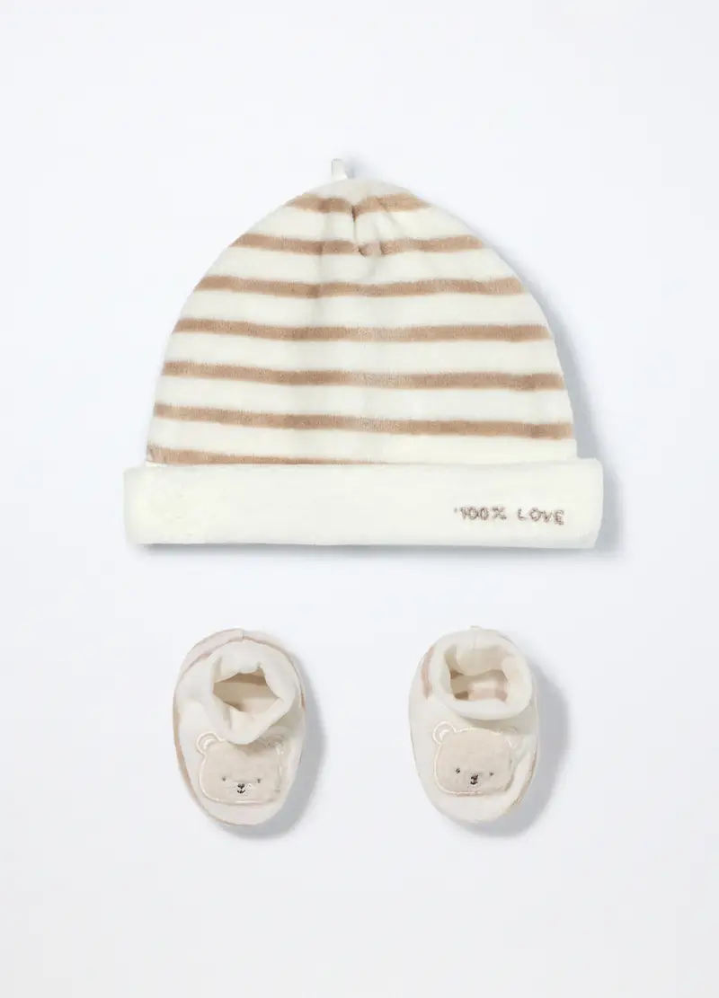 Set Berretto + Scarpine, Neonato, Bianco, U