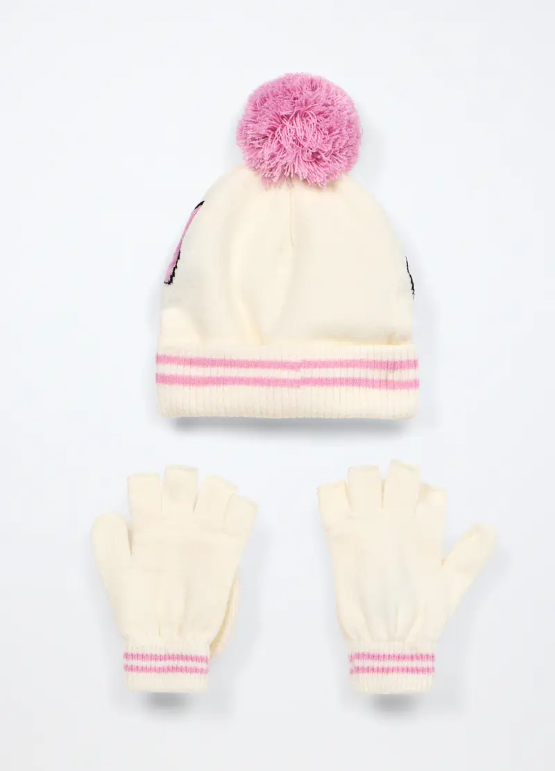 Set Berretto + Sciarpa Tricot, Bambina, Bianco panna miniatura 2