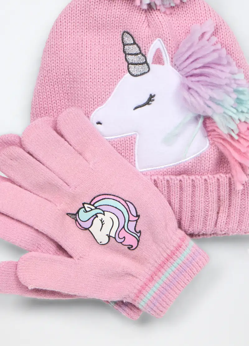 Set Berretto + Sciarpa Tricot, Bambina, Rosa pastello miniatura 3