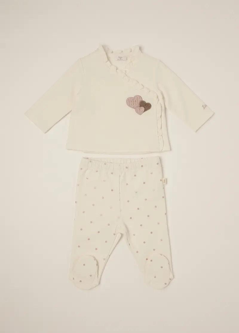 Set Bianco Con Cuori Per Bambina, Neonata, Bianco