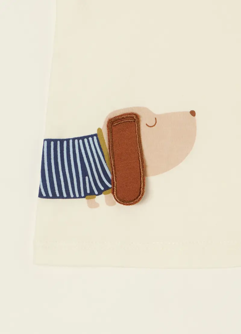 Set Bianco E Beige In Cotone Organico, Neonato, Beige/Marrone miniatura 3