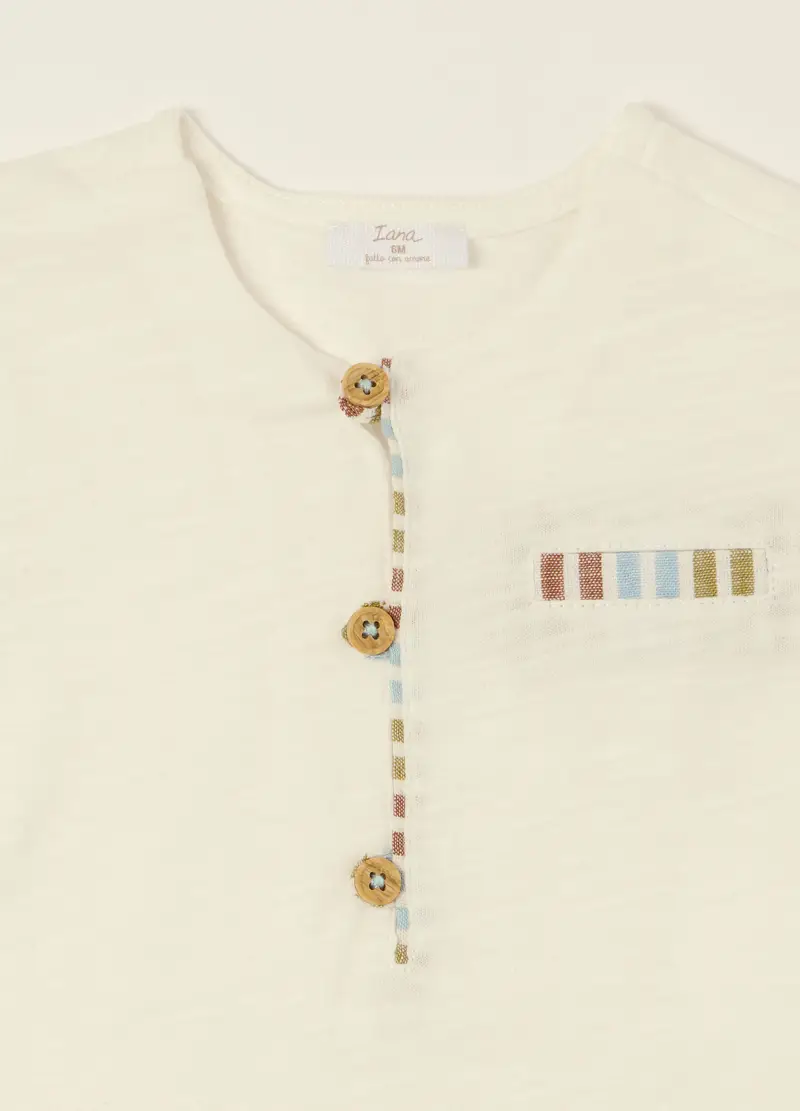 Set Bianco E Multicolor In Puro Cotone, Neonato, Beige/Verde miniatura 3