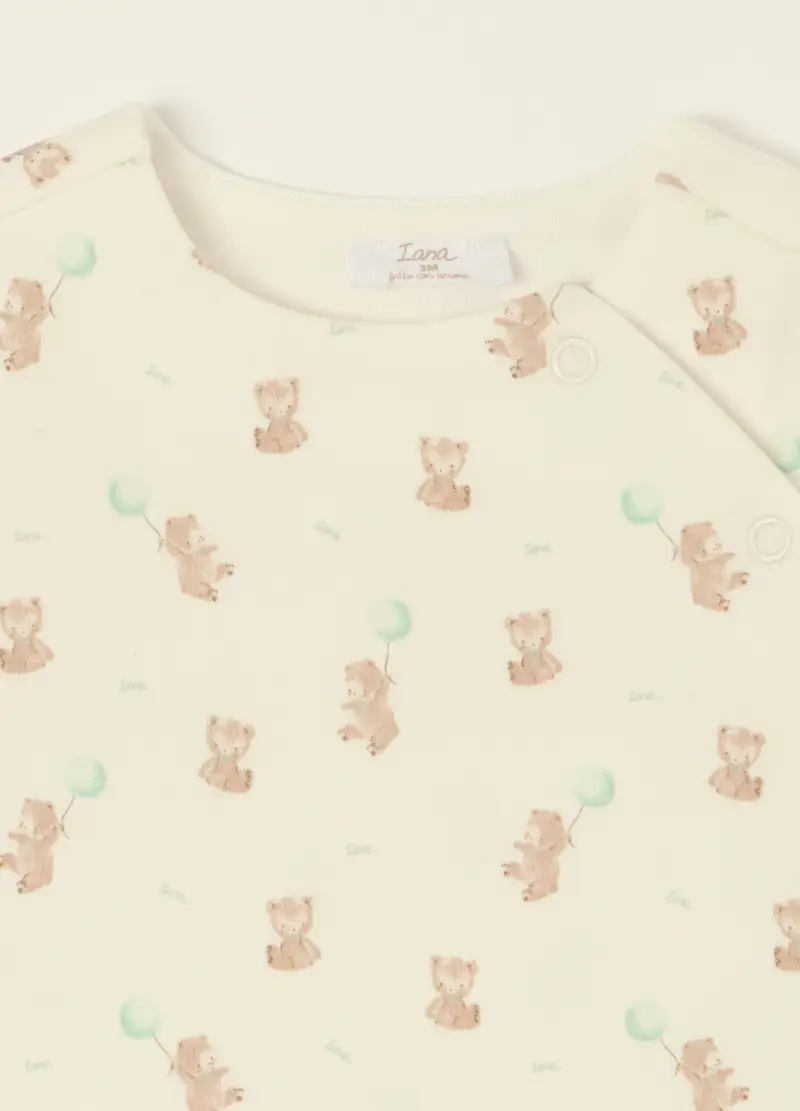 Set Bianco E Verde In Cotone Organico, Neonato, Beige/Verde miniatura 3