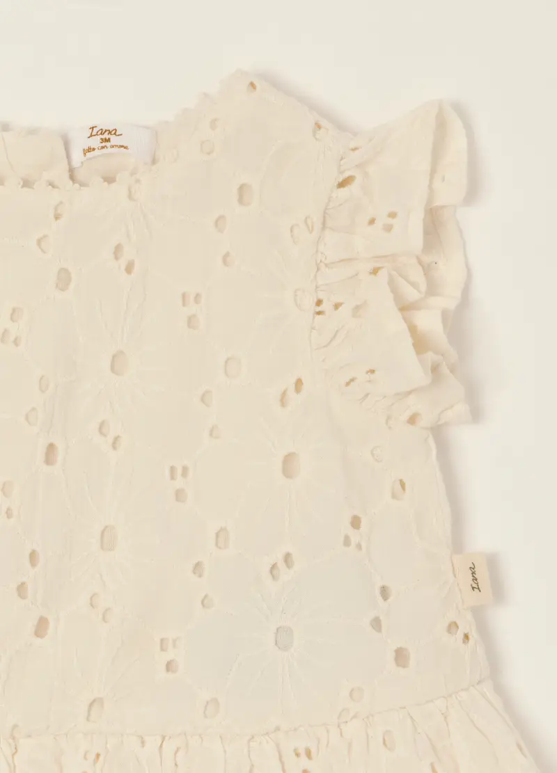 Set Bianco In Puro Cotone Con Volant, Neonata, Beige miniatura 3