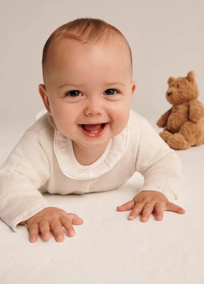 Set Body E Salopette In Velour Stretch Iana, Neonata, Bianco panna