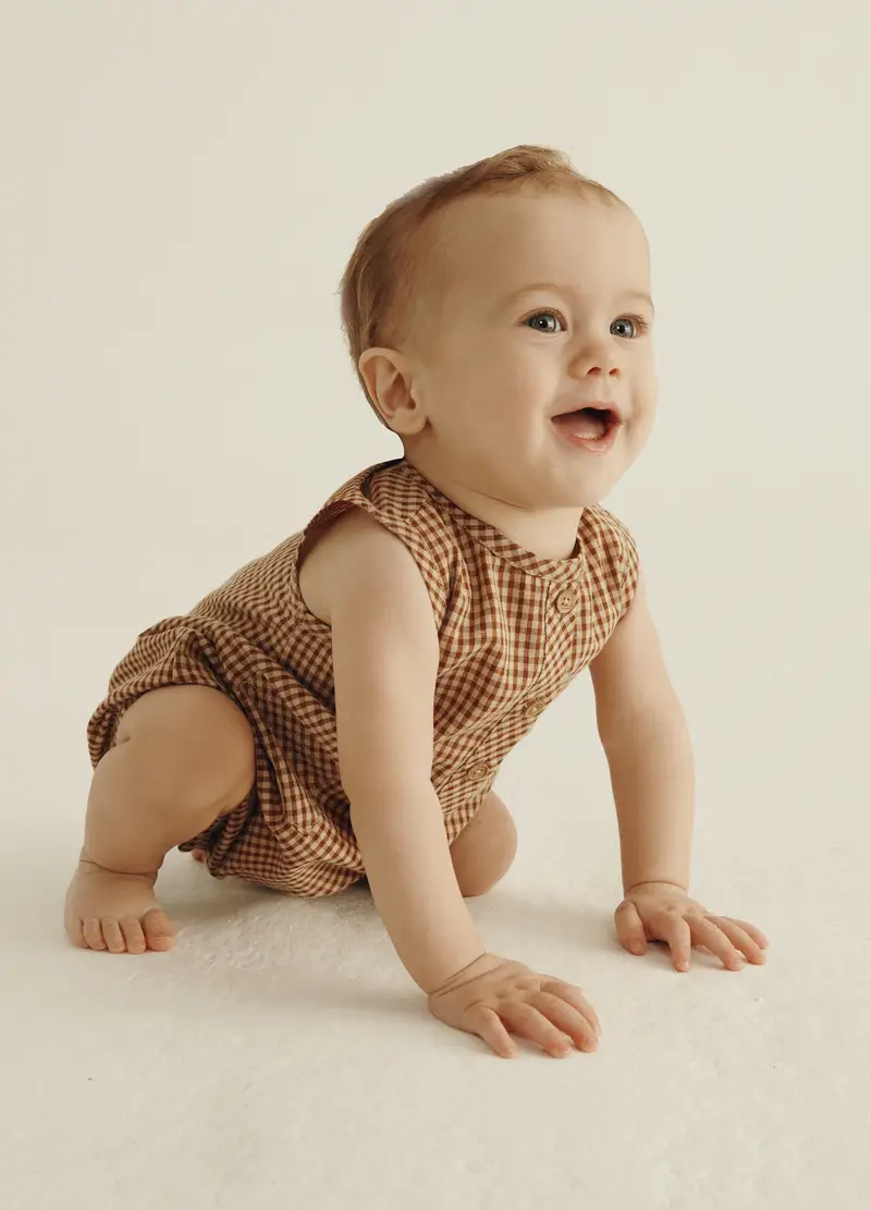 Blukids, Set Cappello E Pagliaccetto Iana A Quadri Neonato, Marrone scuro, Taglia: 3