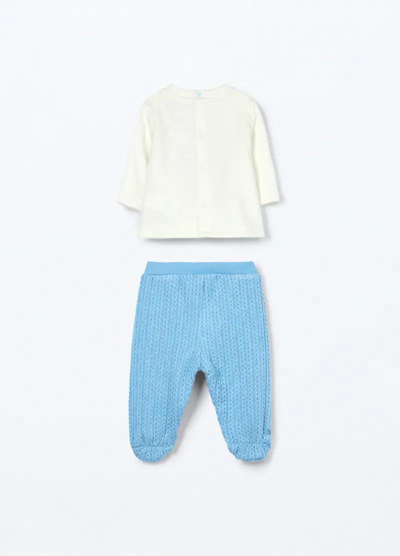 Set Disney In Cotone Fleece Neonato, Bianco/Azzurro miniatura 2