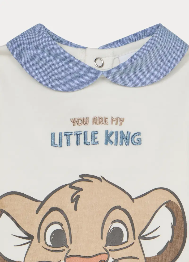 Set Disney In Interlock Di Puro Cotone Neonato, Bianco/Marrone miniatura 3