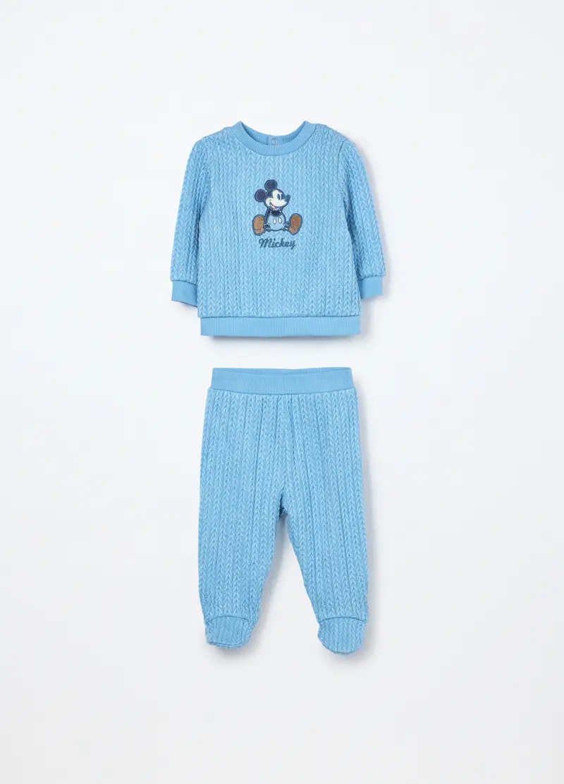 Set Disney In Misto Viscosa Velour Neonato, Azzurro cielo