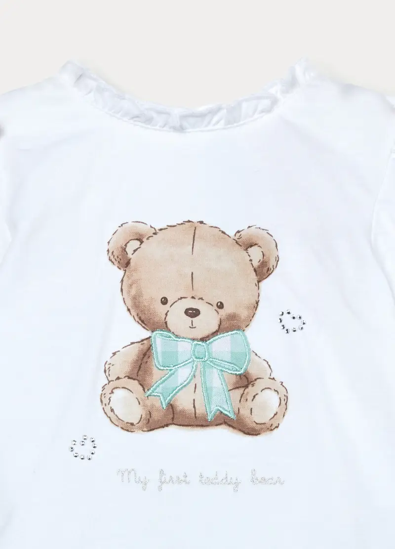 Set In Cotone Seersucker Neonata, Bianco/Azzurro miniatura 3