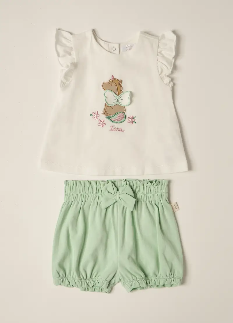 Blukids, Set In Cotone Stretch Iana Neonata, Bianco/Verde, Taglia: 1