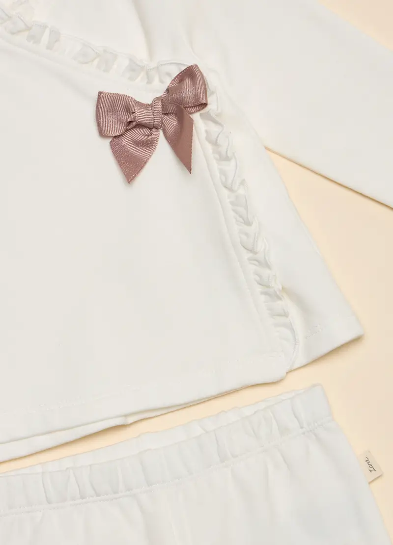 Set In French Terry Di Cotone Stretch, Neonata, Bianco ottico miniatura 2