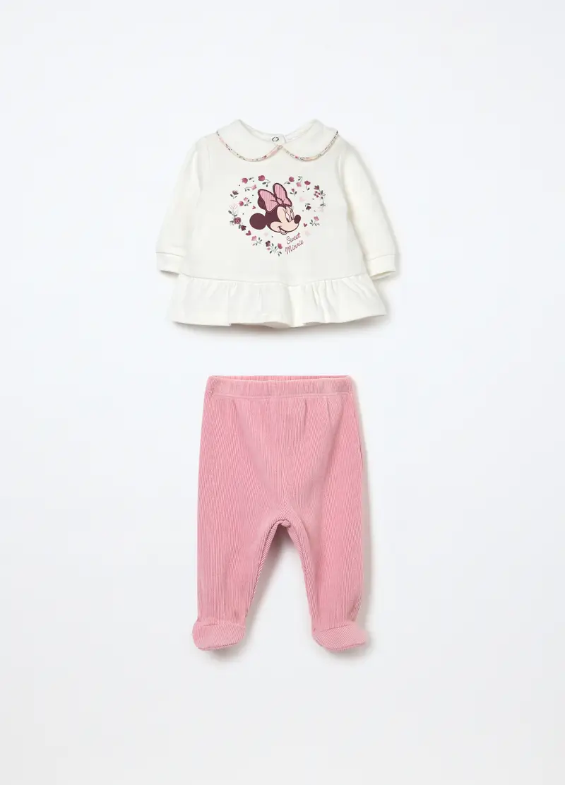 Set In Interlock Di Puro Cotone Neonata, Rosa scuro