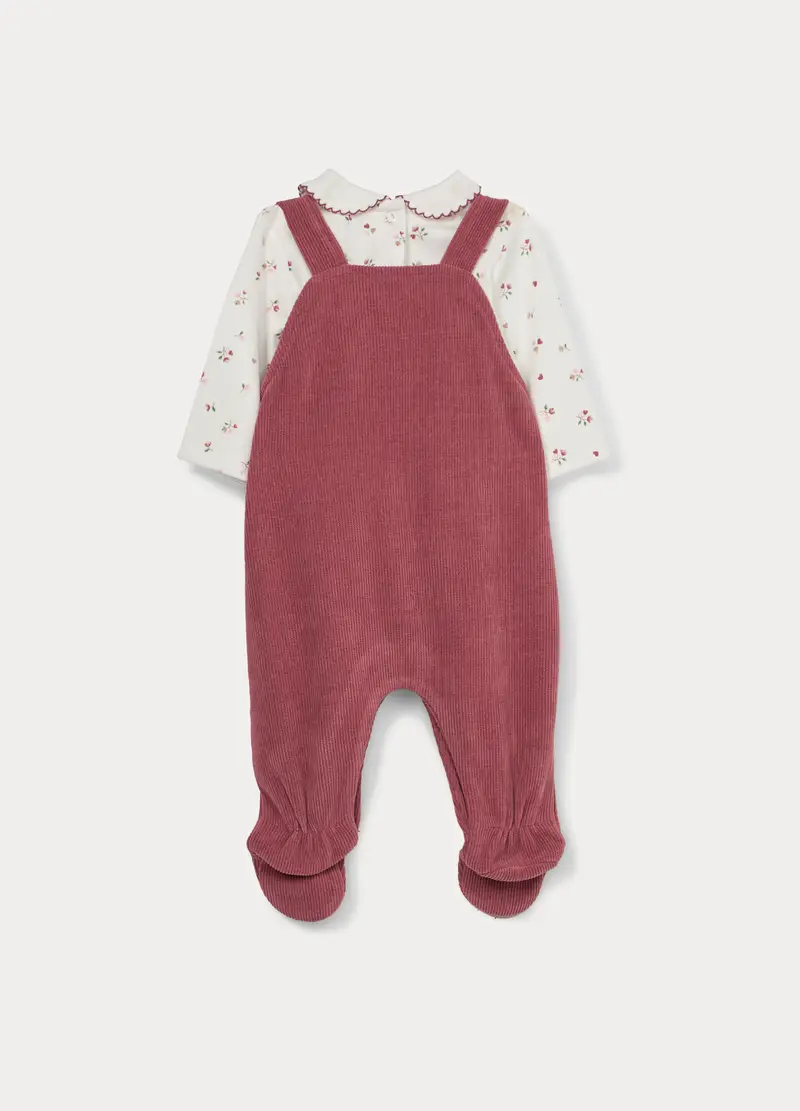 Set In Interlock Di Puro Cotone Neonata, Rosso burgundy miniatura 2