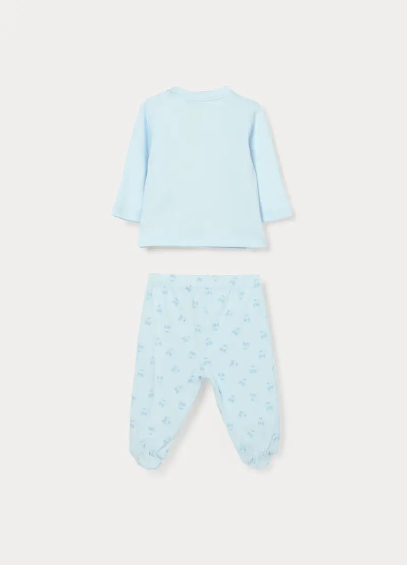 Set In Interlock Di Puro Cotone Neonato, Azzurro chiaro miniatura 2