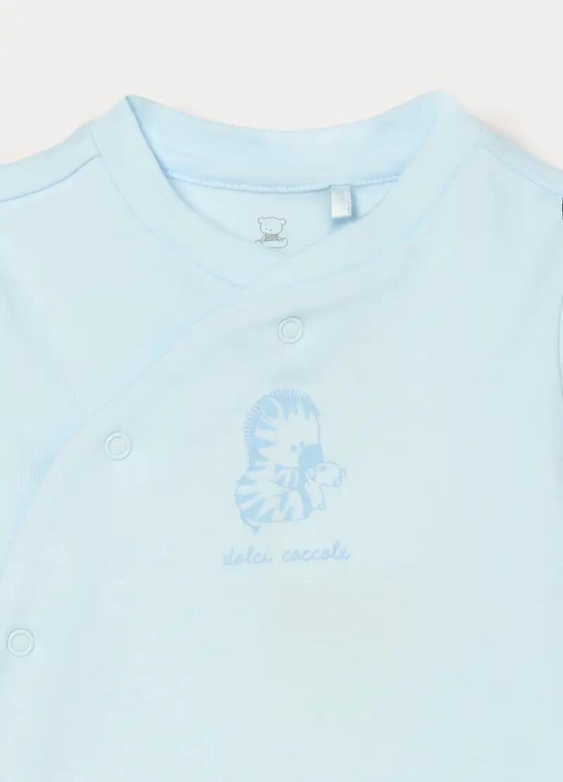 Set In Interlock Di Puro Cotone Neonato, Azzurro chiaro miniatura 3