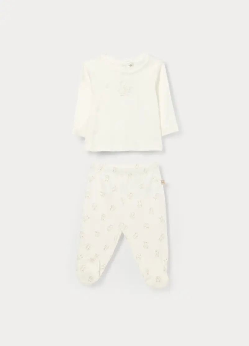 Set In Interlock Di Puro Cotone, Unisex, Bianco