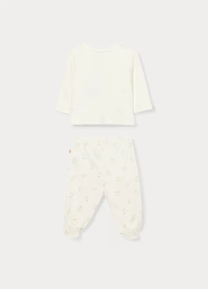 Set In Interlock Di Puro Cotone, Unisex, Bianco miniatura 2