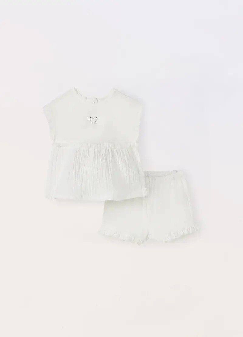 Blukids, Set In Jersey Di Cotone Stretch Neonata, Bianco gesso, Taglia: 1-3