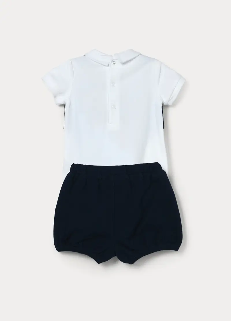 Set In Jersey Di Cotone Stretch Neonato, Blu scuro miniatura 2