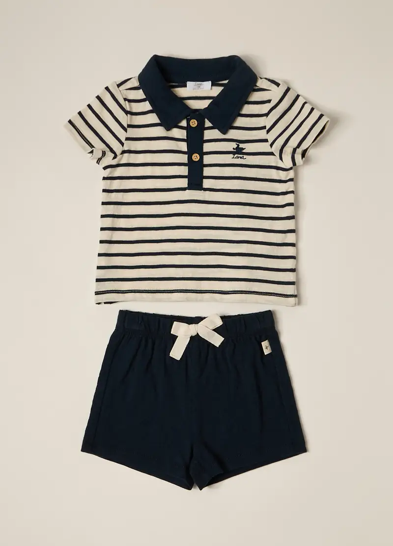 Blukids, Set In Jersey Di Puro Cotone Iana Neonato, Blu scuro, Taglia: 3