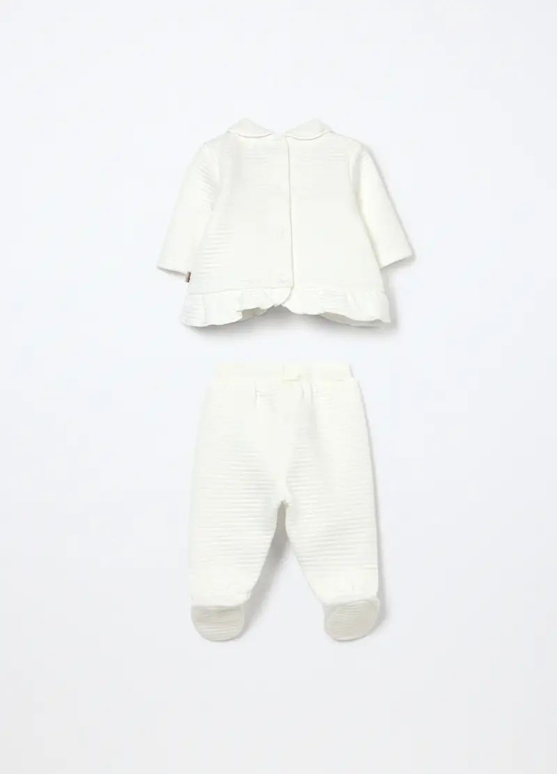 Set In Matelassé Misto Cotone Neonata, Bianco ottico miniatura 2